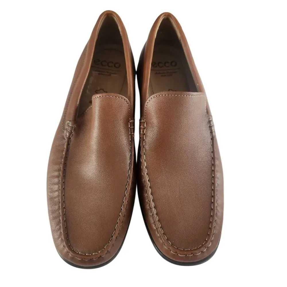 ECCO Mens Classic Moc Slip On Pebbled Leather Loafers Brown US 10.5 Dress Shoes